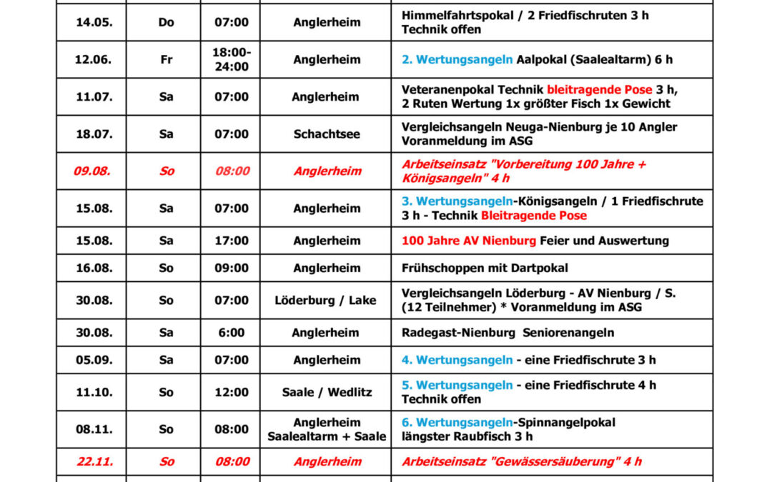 Veranstaltungsplan 2026