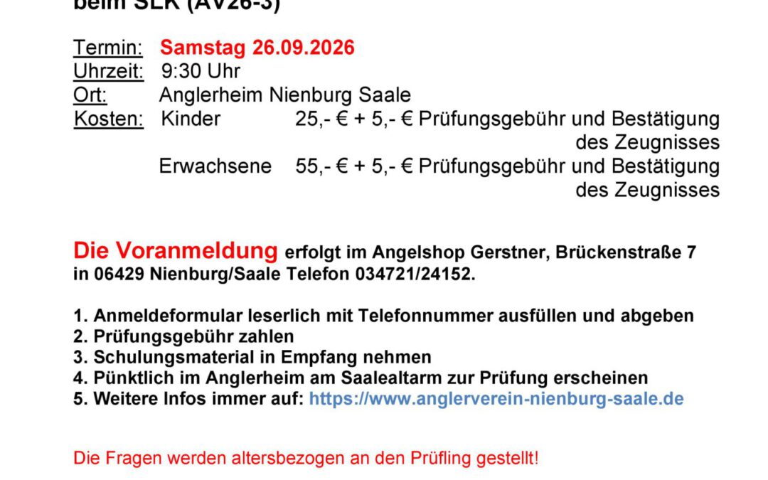 Prüfung Friedfisch-Fischereischein