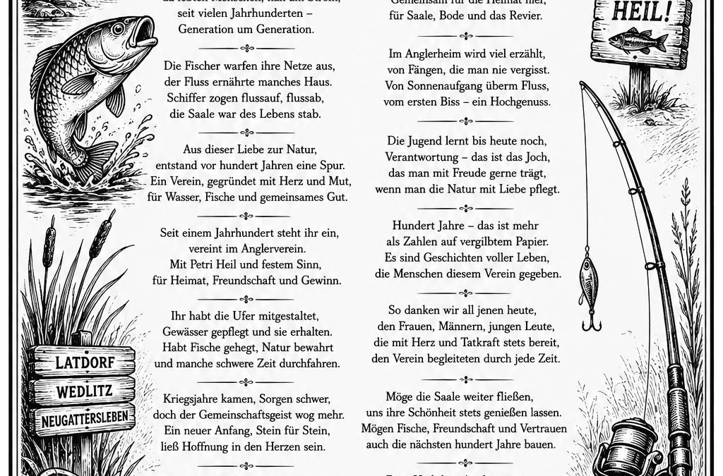 Lied zur 100 Jahrfeier des Anglerverein Nienburg/Saale e.V..